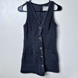 ASOS Denim Black Button-Down Sleeveless Mini Vest Dress - Size 2/XS/S
